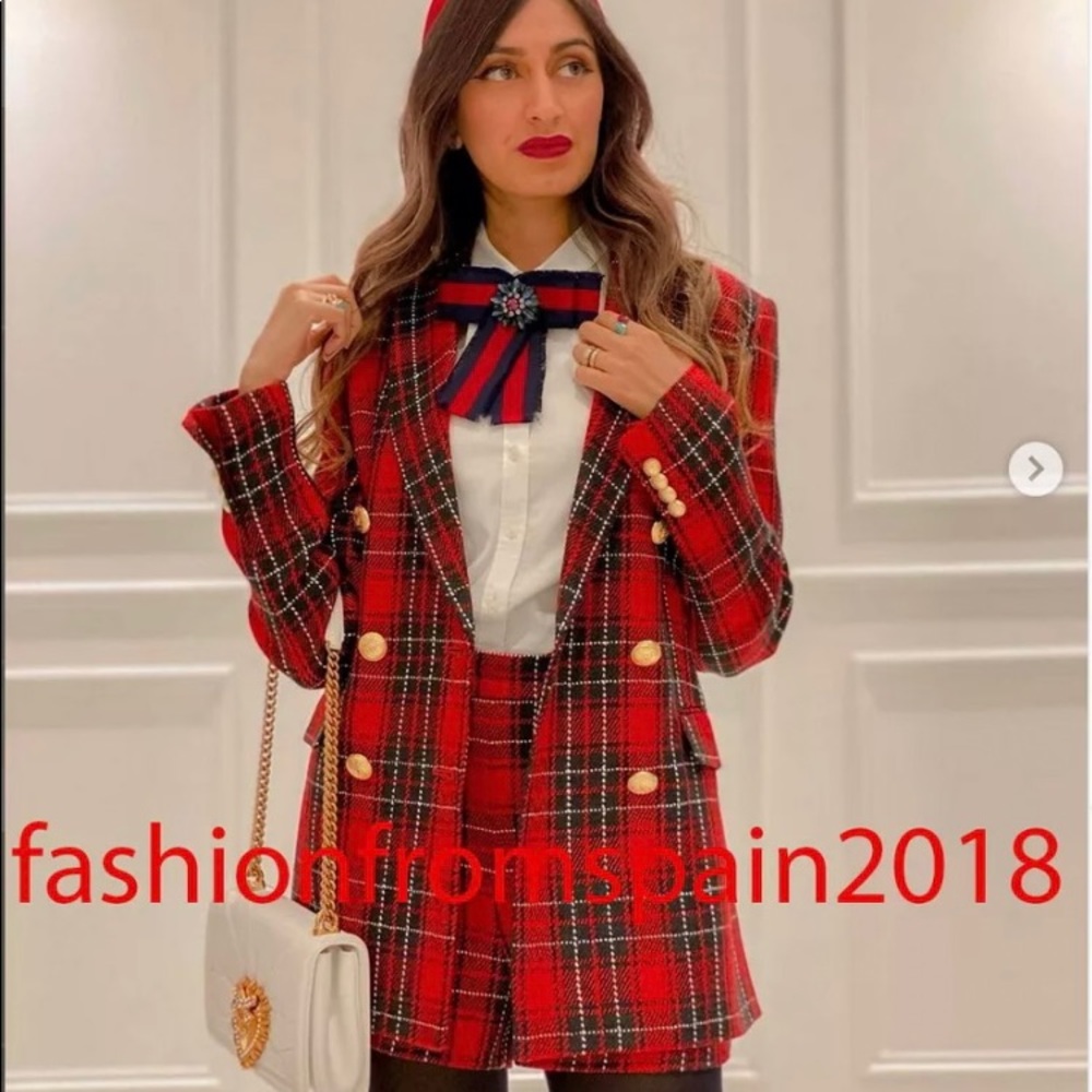 Zara double breasted button tweed blazer NWT - Picture 9 of 10